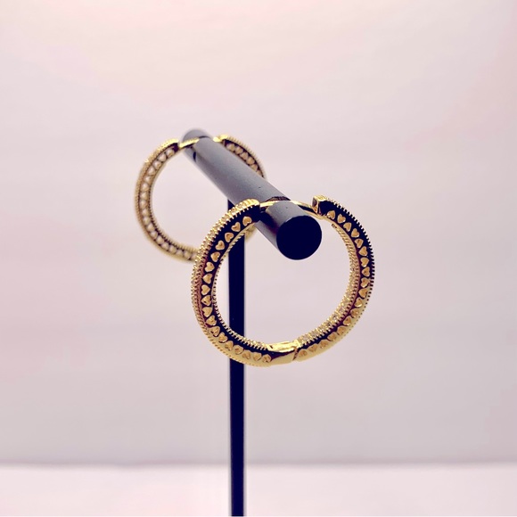 ◾️925 Sterling Silver Gold Plated Sparkles & Pave Hearts
Hoop Earrings - Picture 9 of 10